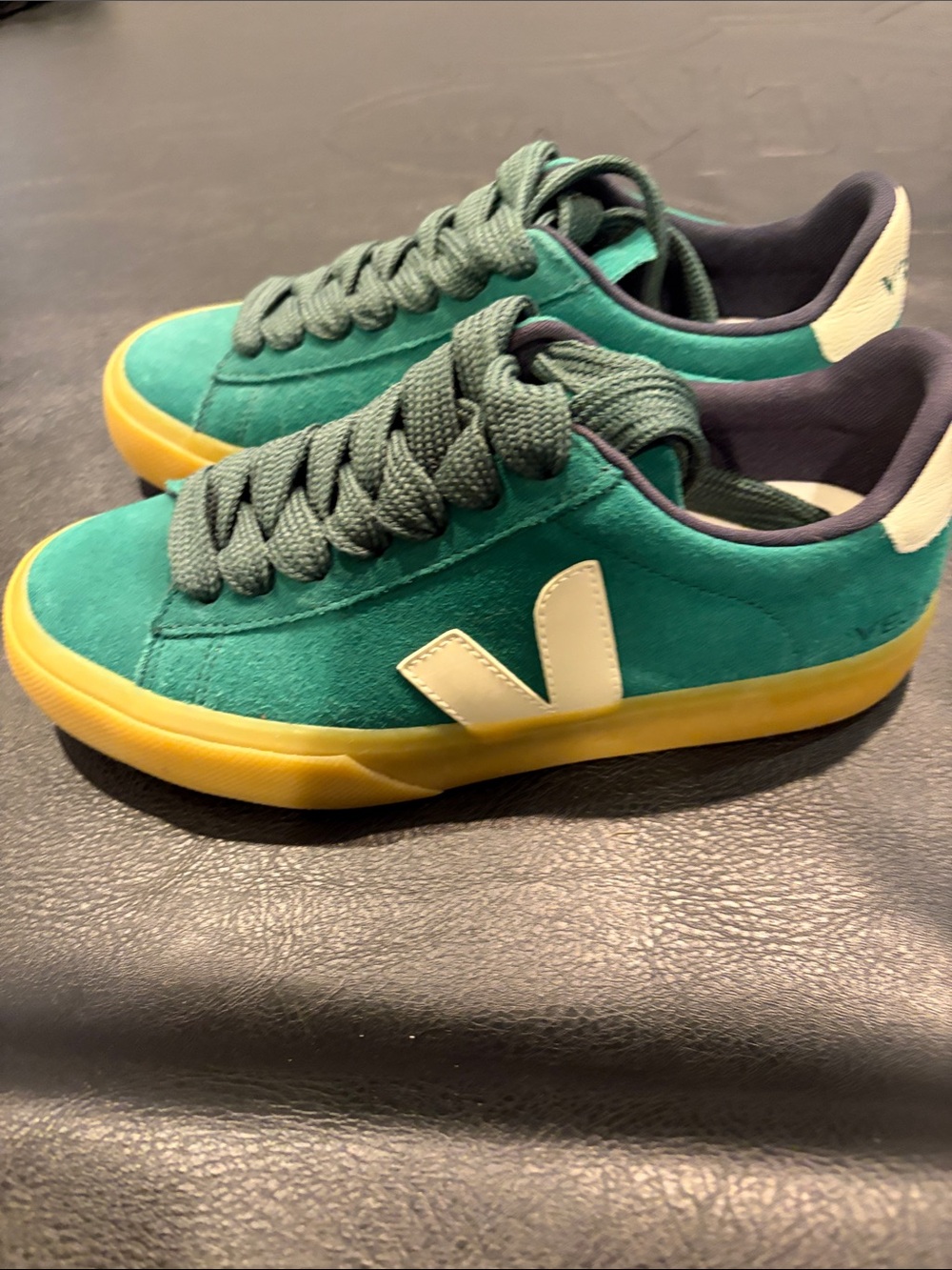 Veja Womens 7 Green Suede Shoes/ Green Laces